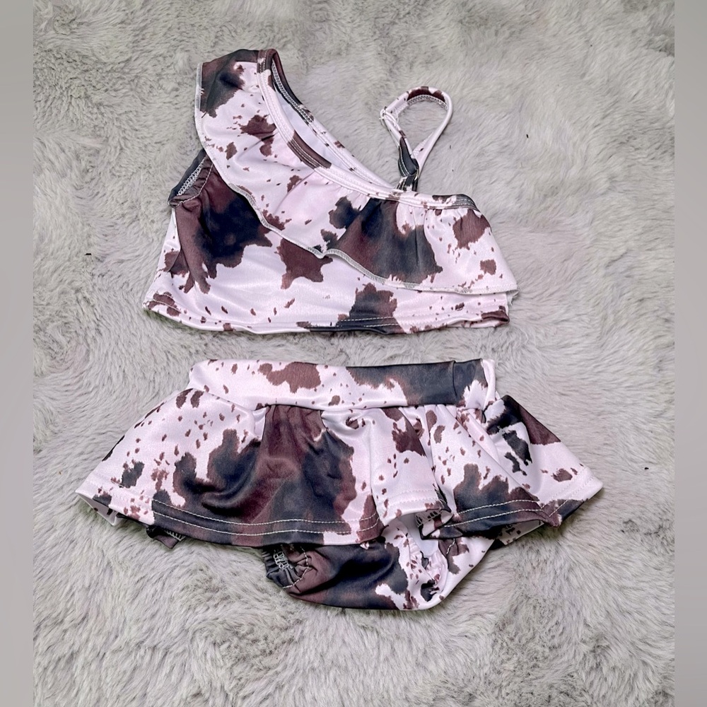 Kids cow print bathing suit